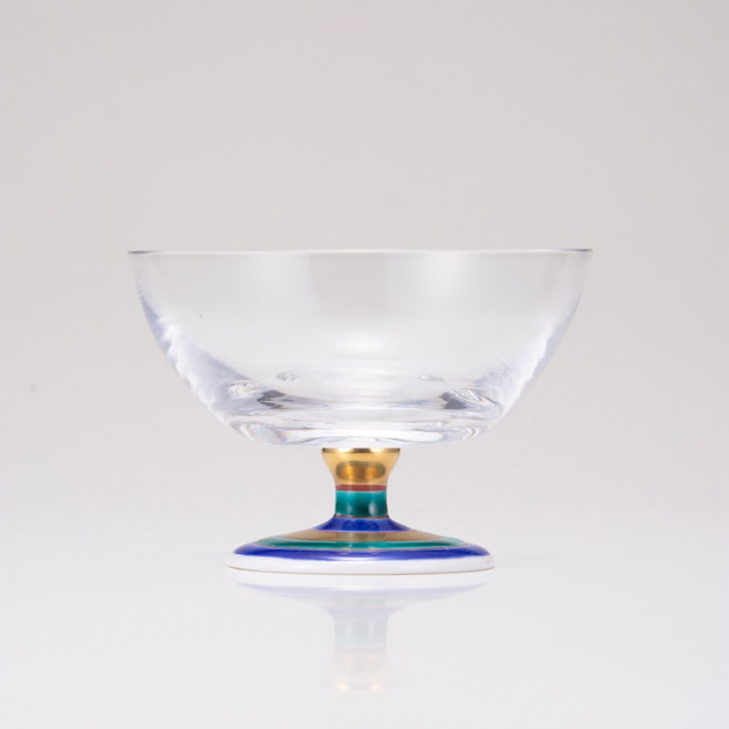 デザートグラス大（無地）こまブルー