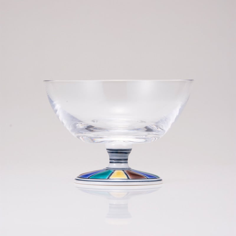 デザートグラス大（無地）色絵十草文ブルー