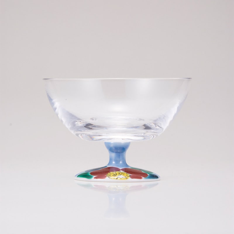 デザートグラス大（無地）山茶花ブルー