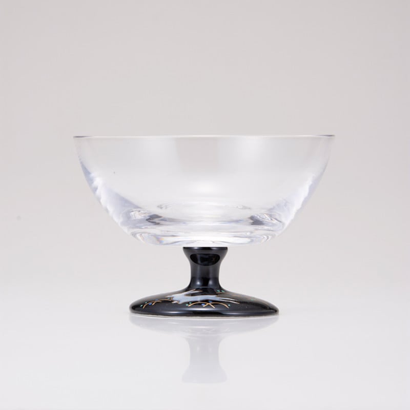 デザートグラス大（無地）うさぎ文ブラック