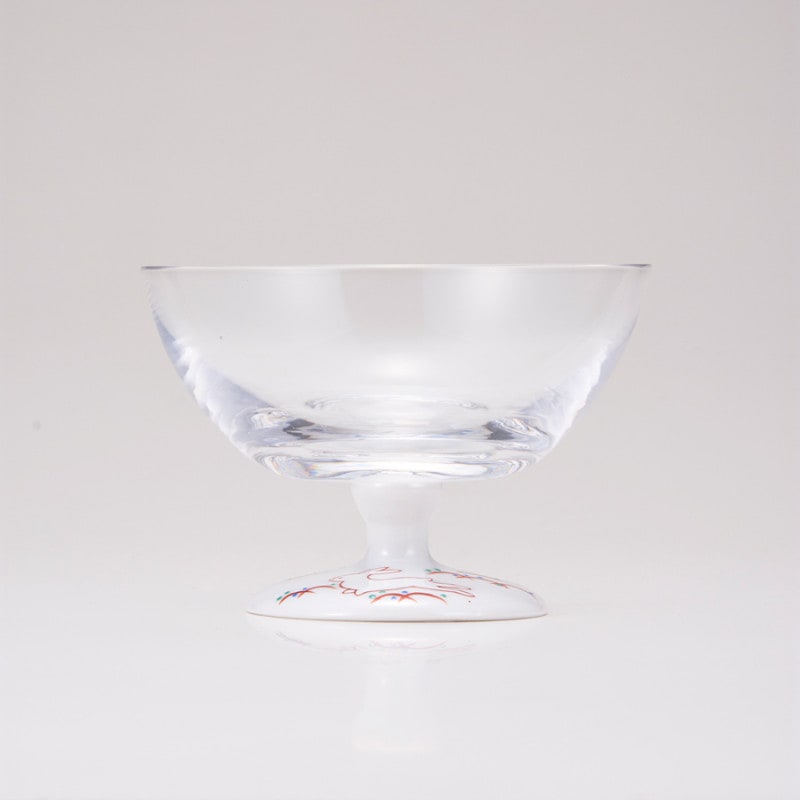 デザートグラス大（無地）うさぎ文レッド