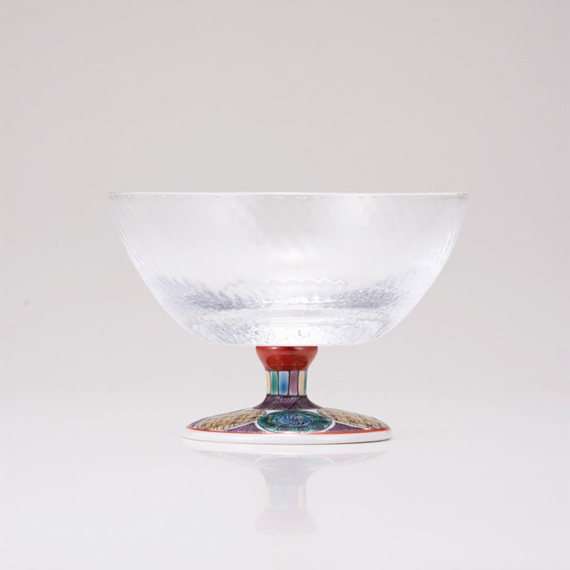 デザートグラス大（斜）古九谷丸文