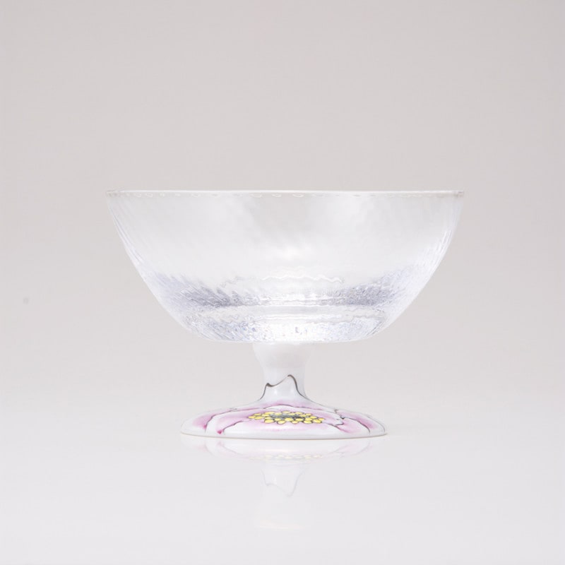 デザートグラス大（斜）富貴文ピンク