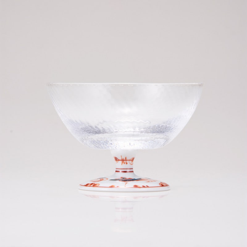 デザートグラス大（斜）赤絵鳥文
