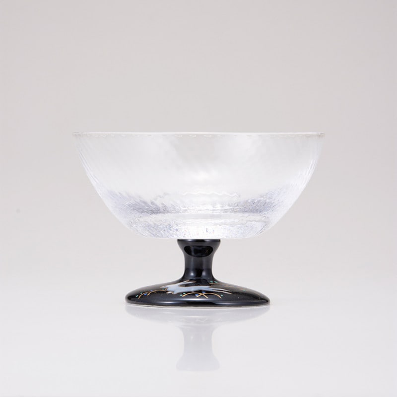 デザートグラス大（斜）うさぎ文ブラック