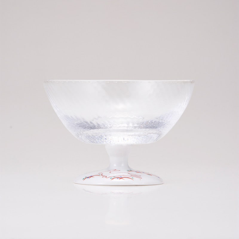 デザートグラス大（斜）うさぎ文レッド