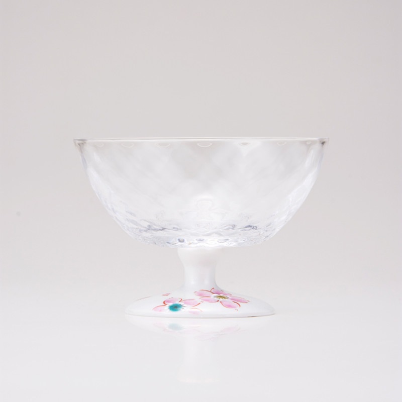 デザートグラス大（格子）さくら文シルバー