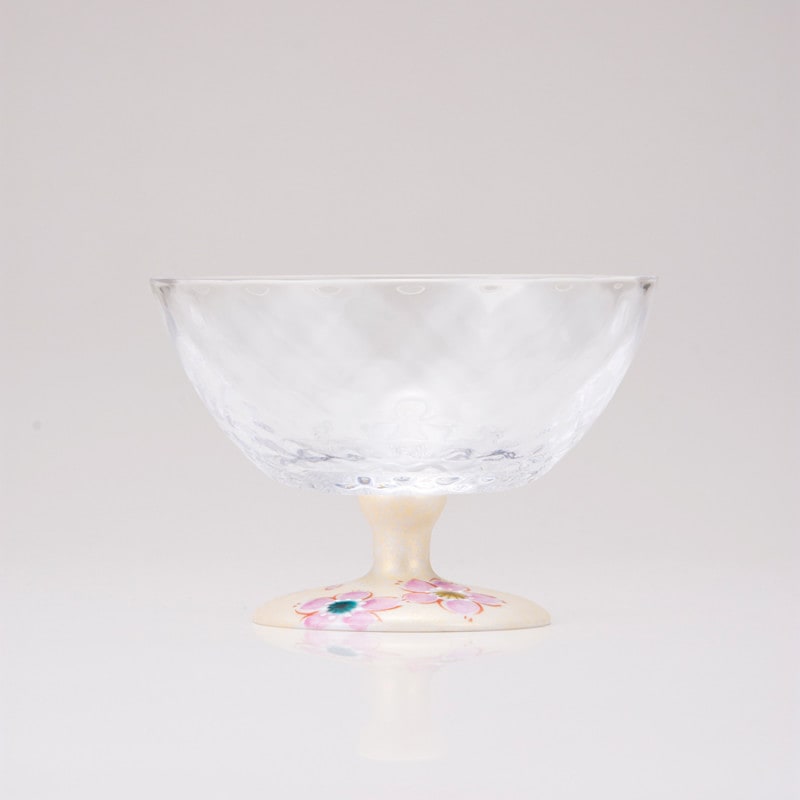 デザートグラス大（格子）さくら文ゴールド