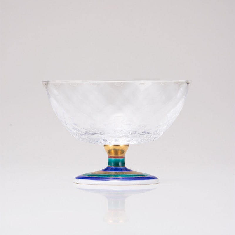 デザートグラス大（格子）こまブルー