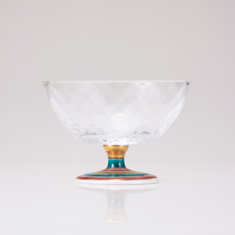 デザートグラス大（格子）こまレッド