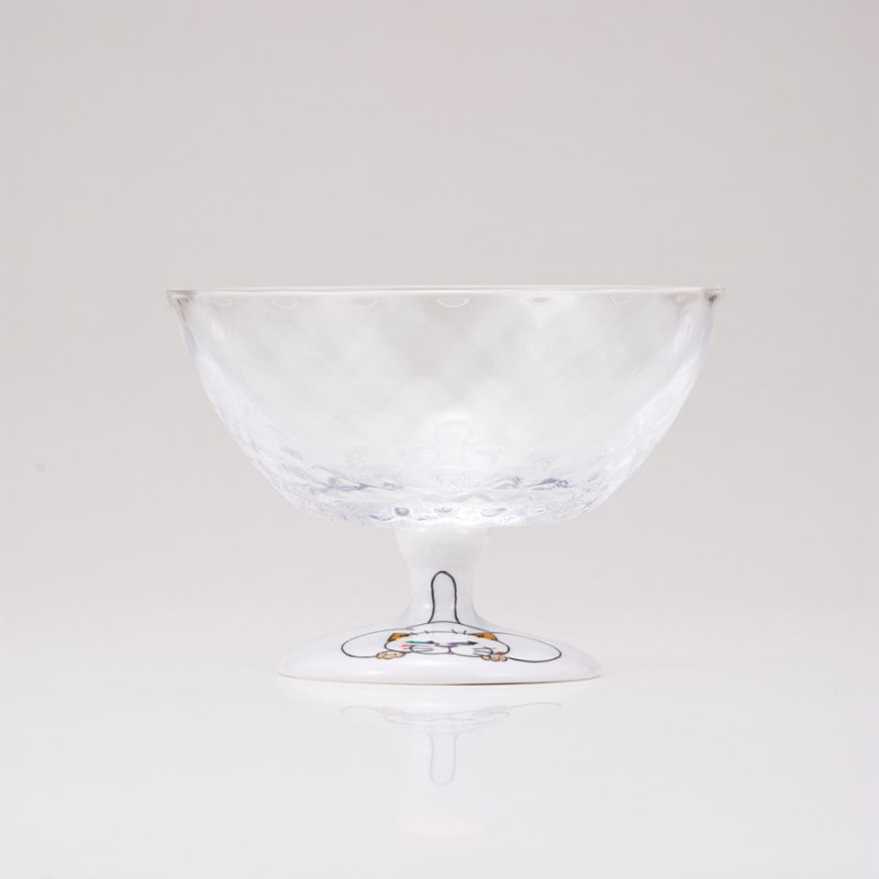 デザートグラス大（格子）ネコの休日