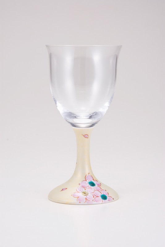 ワイングラス小（無地）さくら文ゴールド