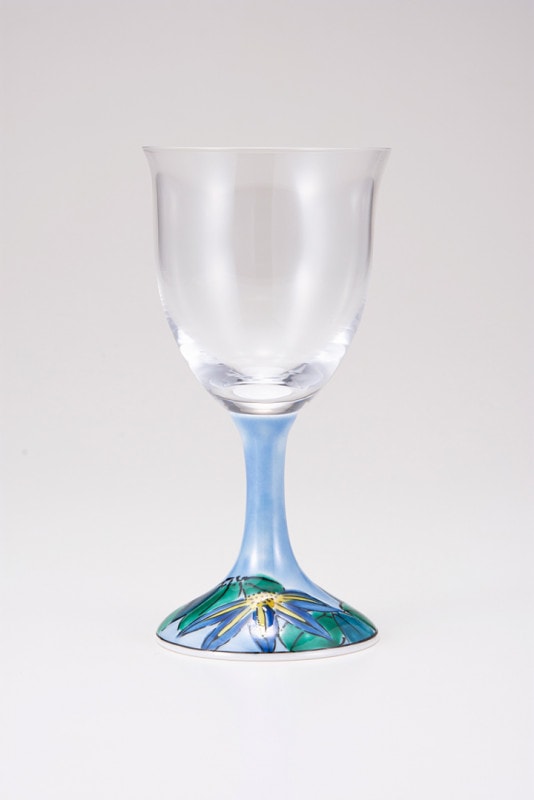 ワイングラス小（無地）鉄仙ブルー