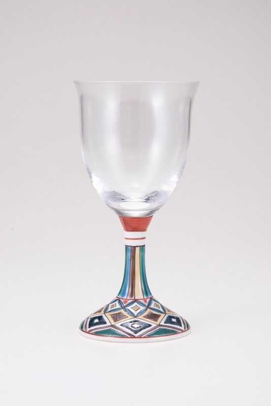 ワイングラス小（無地）古九谷菱文