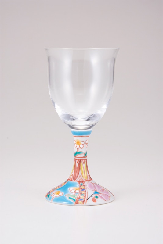 ワイングラス小（無地）花のタペストリー