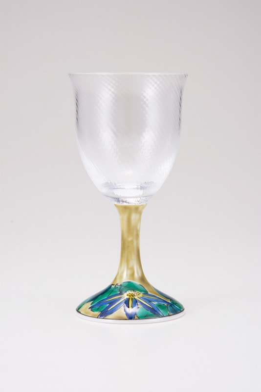 ワイングラス小（斜）鉄仙アメ釉