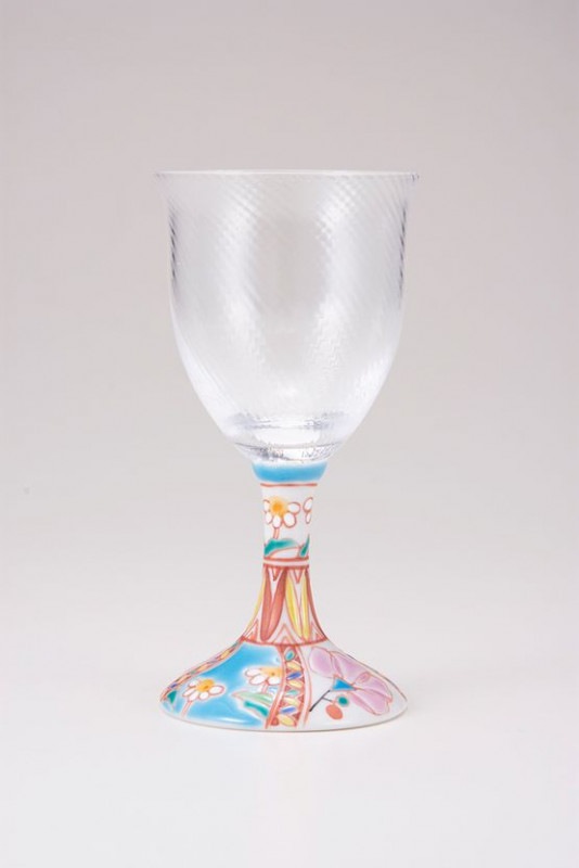 ワイングラス小（斜）花のタペストリー