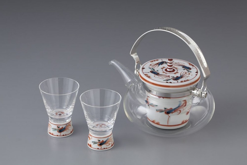 九谷ちろりセット・赤絵鳥文