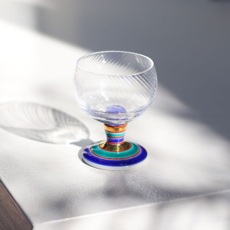 馬上グラス（斜）こまブルー