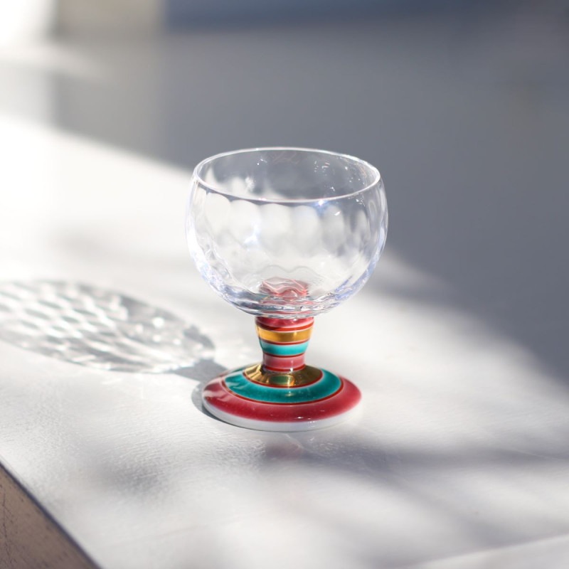 馬上グラス（格子）こまレッド