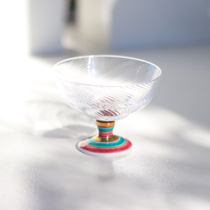 デザートグラス小（斜）こまレッド