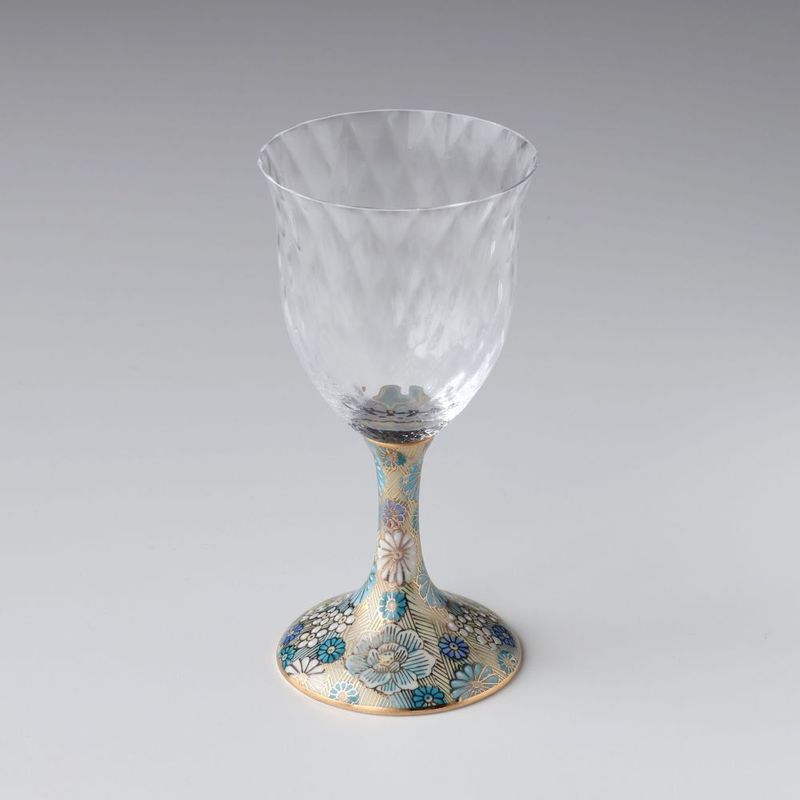 ワイングラス小（格子）令和金花詰そらいろ