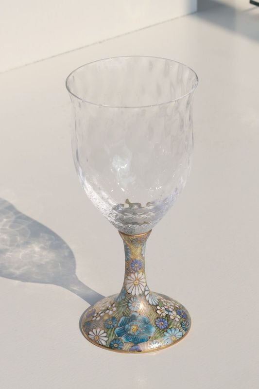 ワイングラス大（格子）令和金花詰そらいろ