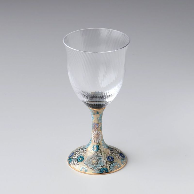 ワイングラス小（斜）令和金花詰そらいろ