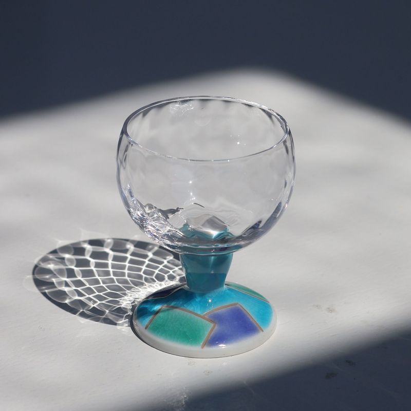 馬上グラス（格子）おりがみスカイブルー