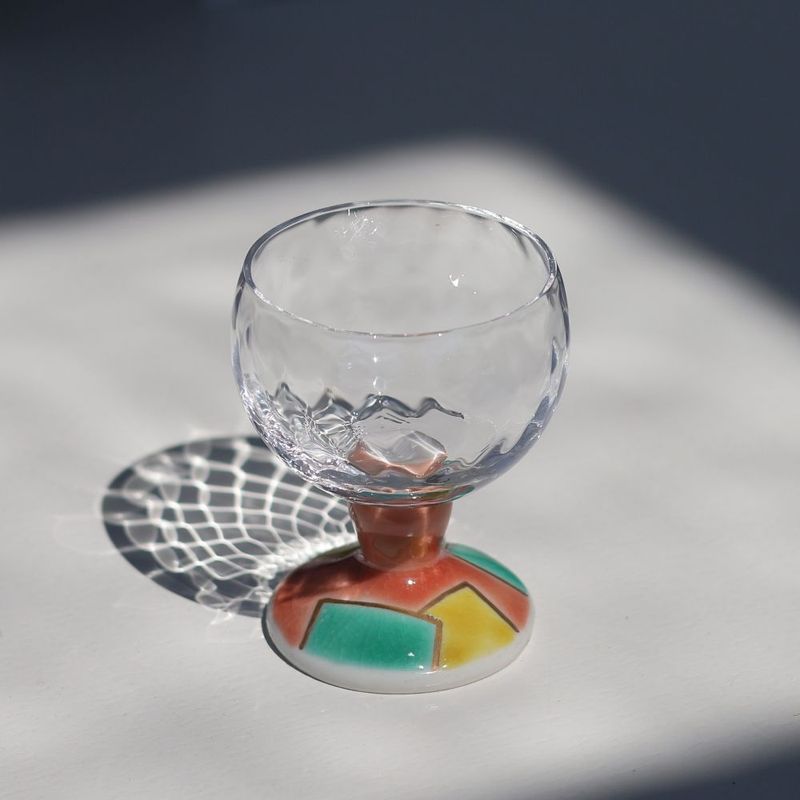 馬上グラス（格子）おりがみピンク