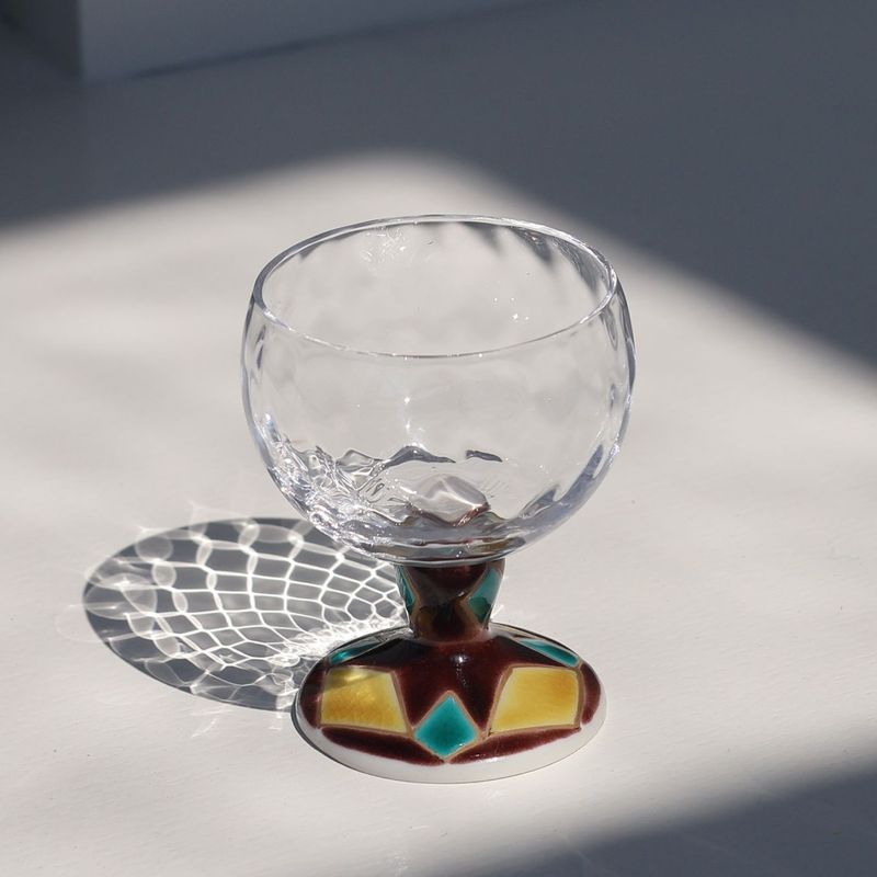 馬上グラス（格子）菱文ブラウン