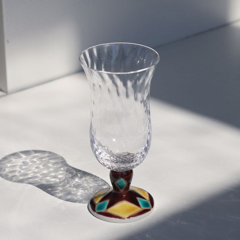 冷酒グラス（格子）菱文ブラウン