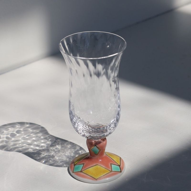 冷酒グラス（格子）菱文ピンク