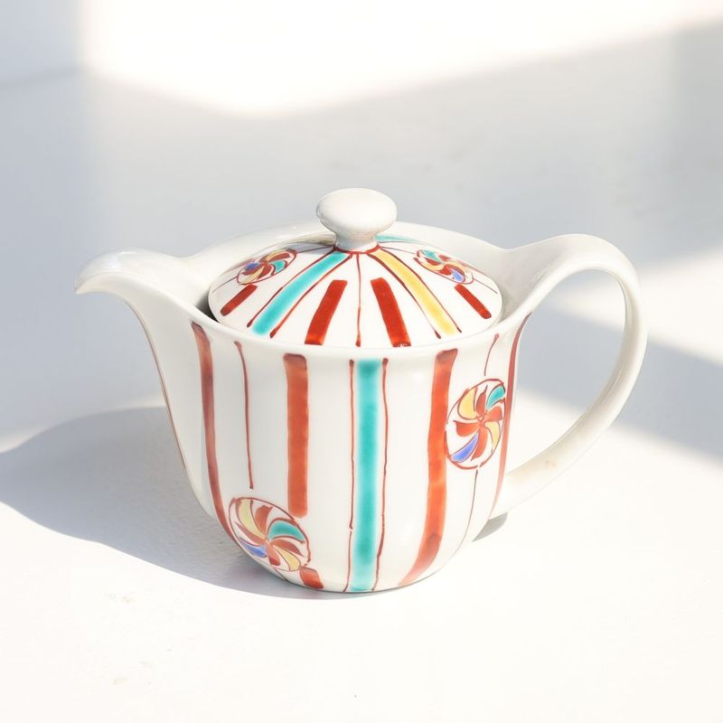 ポット　丸紋十草