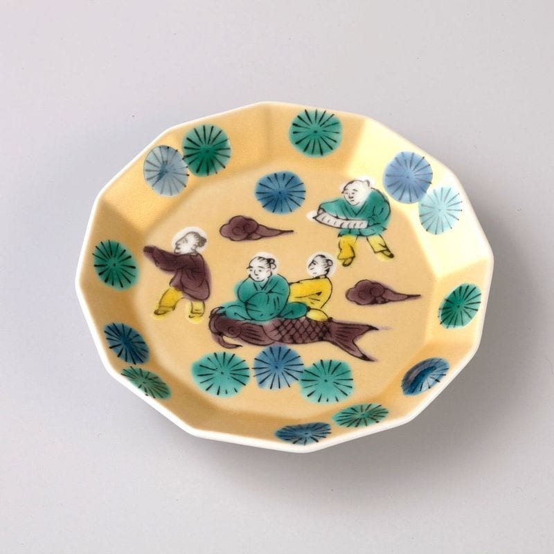 3号角皿　金彩木米