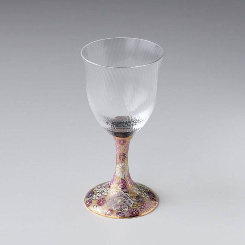 ワイングラス小（斜）令和金花詰うすべに