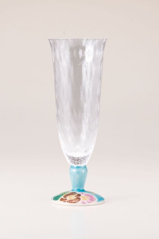 麦酒グラス（格子）山茶花ブルー