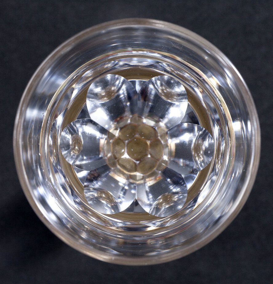 万華鏡冷酒グラス（六面切子）　本金花詰