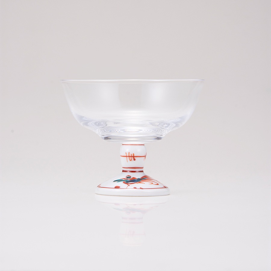 デザートグラス小(無地)赤絵鳥文