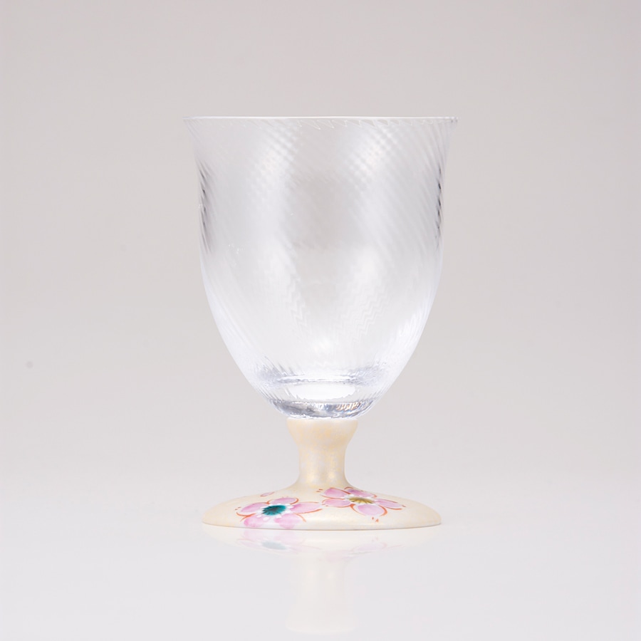 フリーグラス小（斜）さくら文ゴールド