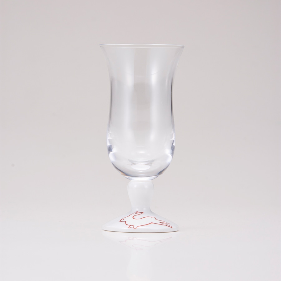 冷酒グラス(無地)うさぎ文レッド