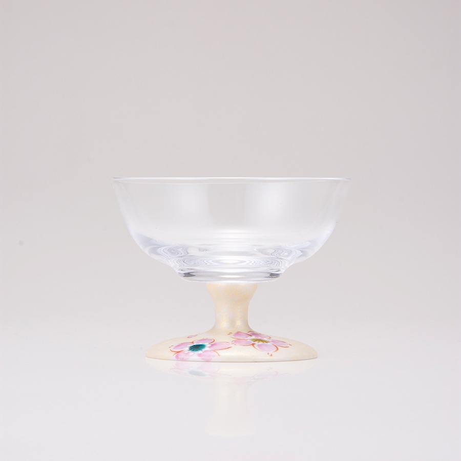 デザートグラス中（無地）さくら文ゴールド