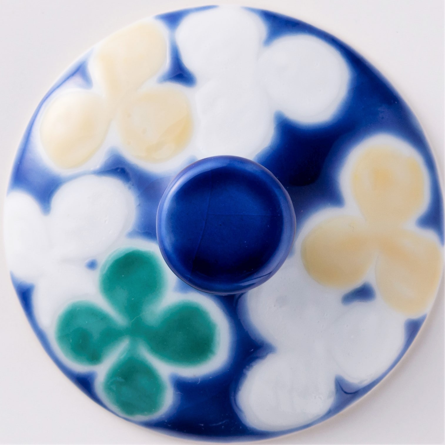 デザートグラス中(格子)クローバーブルー