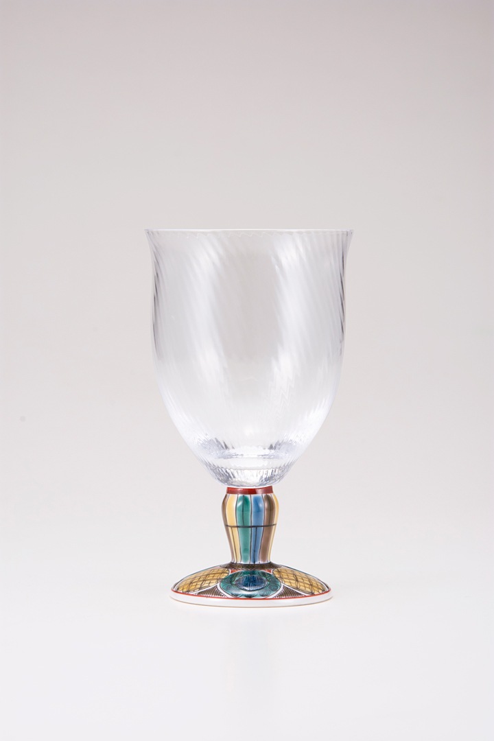 フリーグラス大(斜)古九谷丸文