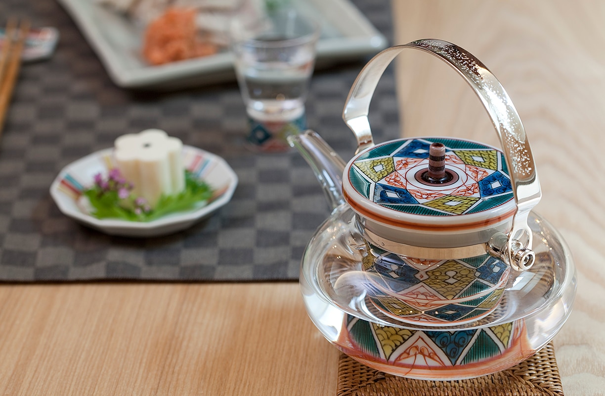 九谷ちろりセット・古九谷菱文