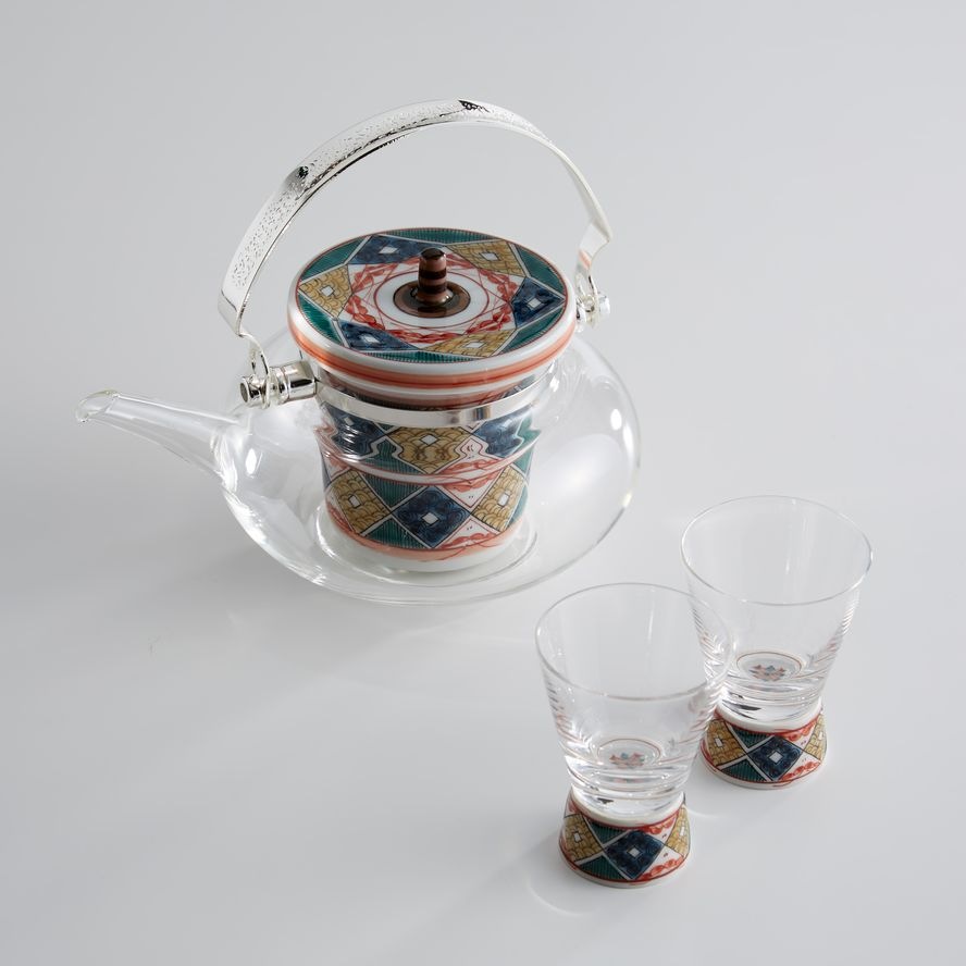 九谷ちろりセット・古九谷菱文