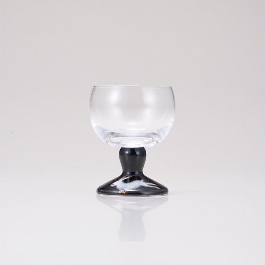 馬上グラス(無地)うさぎ文ブラック