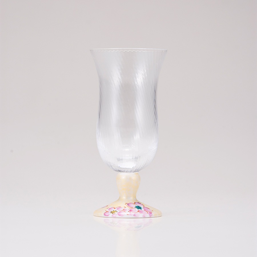 冷酒グラス（斜）さくら文ゴールド