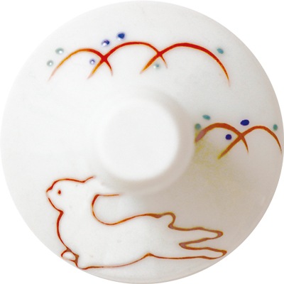 馬上グラス（無地）うさぎ文レッド