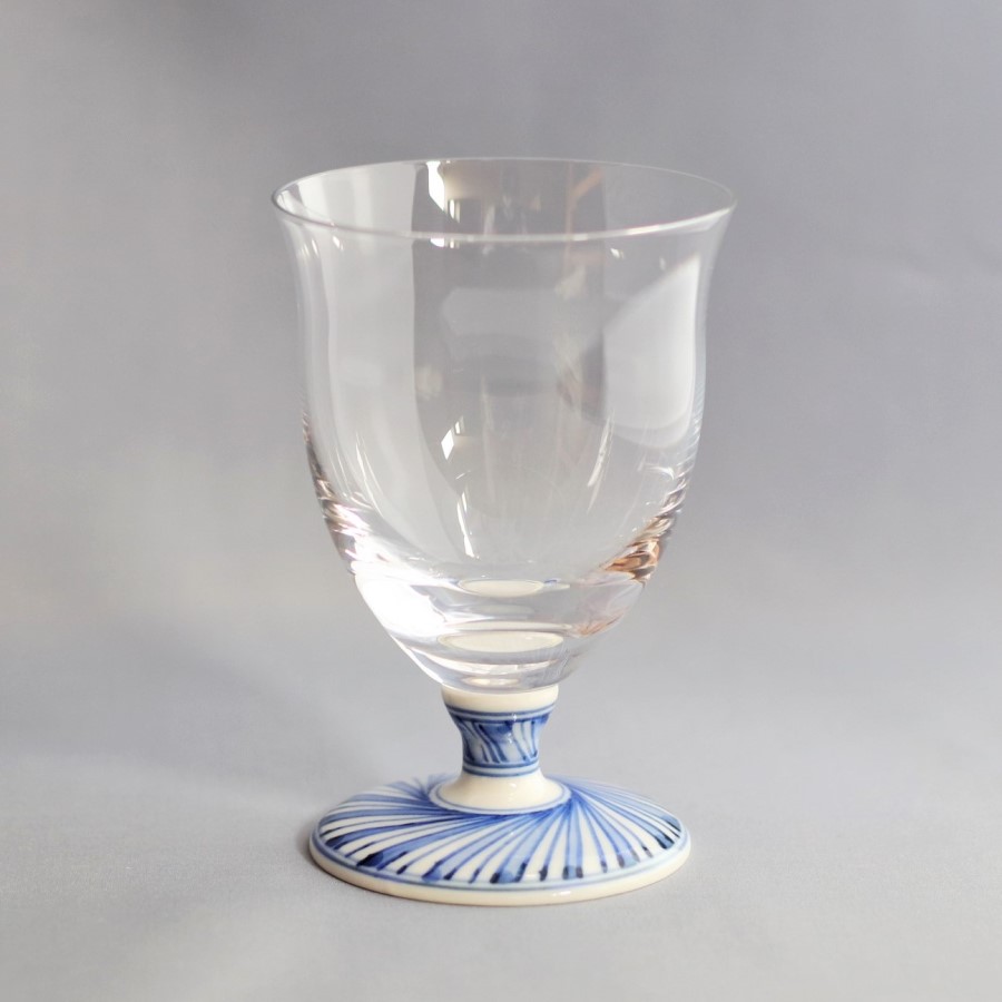 フリーグラス小（無地）染付ネジリ十草